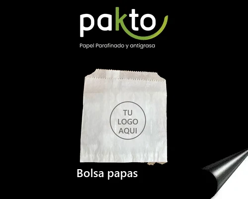 Bolsa antigrasa de fondo plegado para papas, de 11 x 11 cm, con el espacio para tu logo