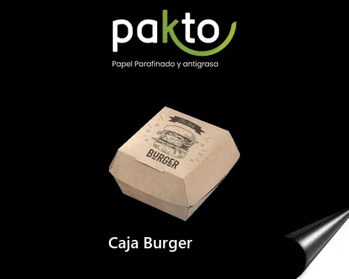 Caja Burger de cartón antigrasa de 12 x 12 x 8 cm impresa full color