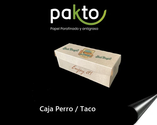 Caja Perro Taco de cartón antigrasa de 20 x 7,5 x 7 cm para perros calientes y tacos