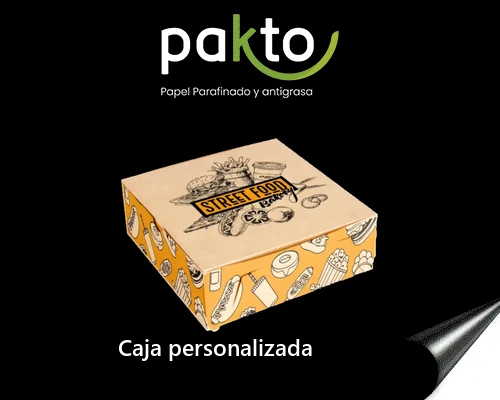 Caja de cartón antigrasa personalizada para hamburguesas y comidas rápidas, Pakto Colombia