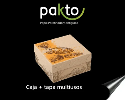 Caja con tapa multiusos en cartón antigrasa impresa full color