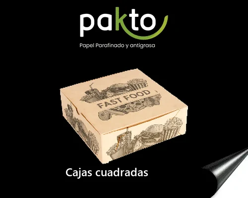 Caja cuadrada de cartón antigrasa impresa full color con diseño Fast Food