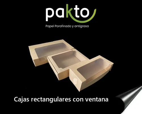 Cajas rectangulares con ventana transparente en cartón antigrasa