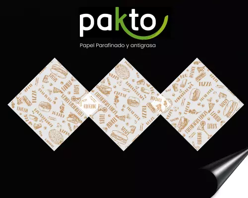Papel parafinado genérico de comidas rápidas con impresión café
