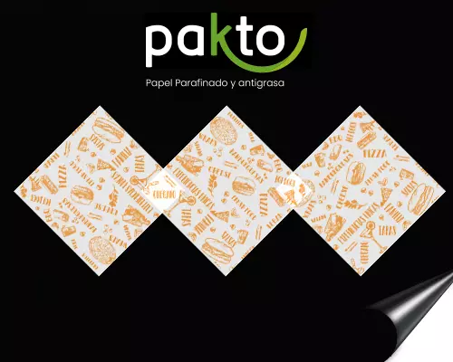 Papel parafinado genérico de comidas rápidas con impresión naranja