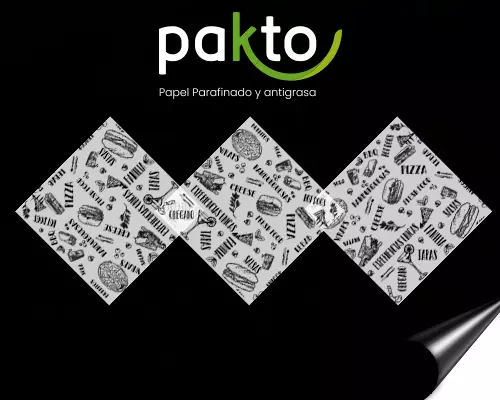 Papel parafinado genérico de comidas rápidas con impresión negra
