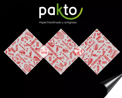 Papel parafinado genérico de comidas rápidas con impresión roja