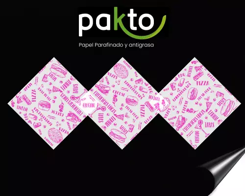 Papel parafinado genérico de comidas rápidas con impresión rosada