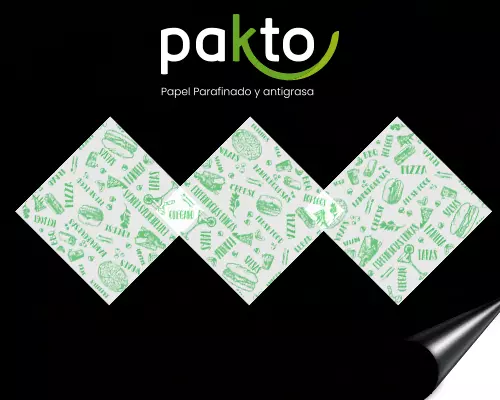 Papel parafinado genérico de comidas rápidas con impresión verde