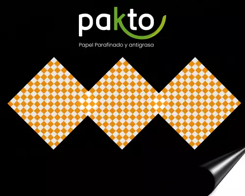 Papel parafinado de cuadros naranja en hojas o láminas