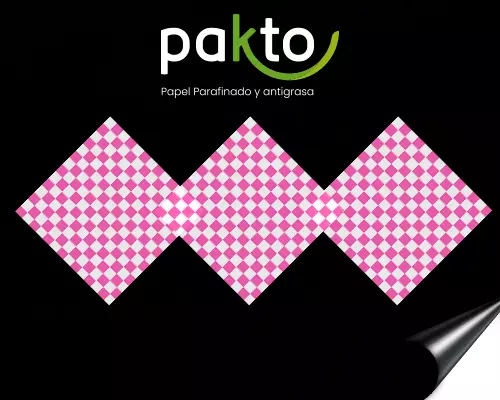 Papel parafinado de cuadros rosados en hojas o láminas